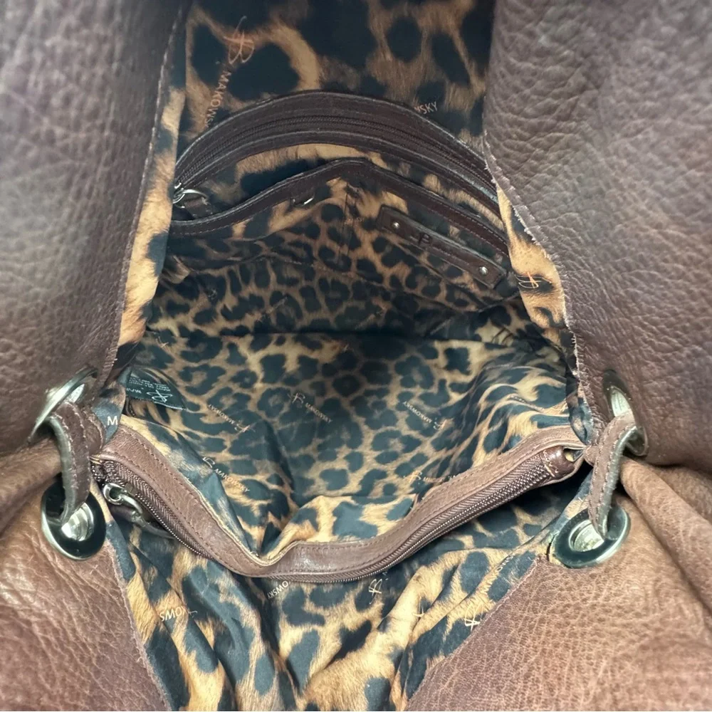 B. Markowsky soft pebbled leather satchel handbag tote. Silver tone hardware.